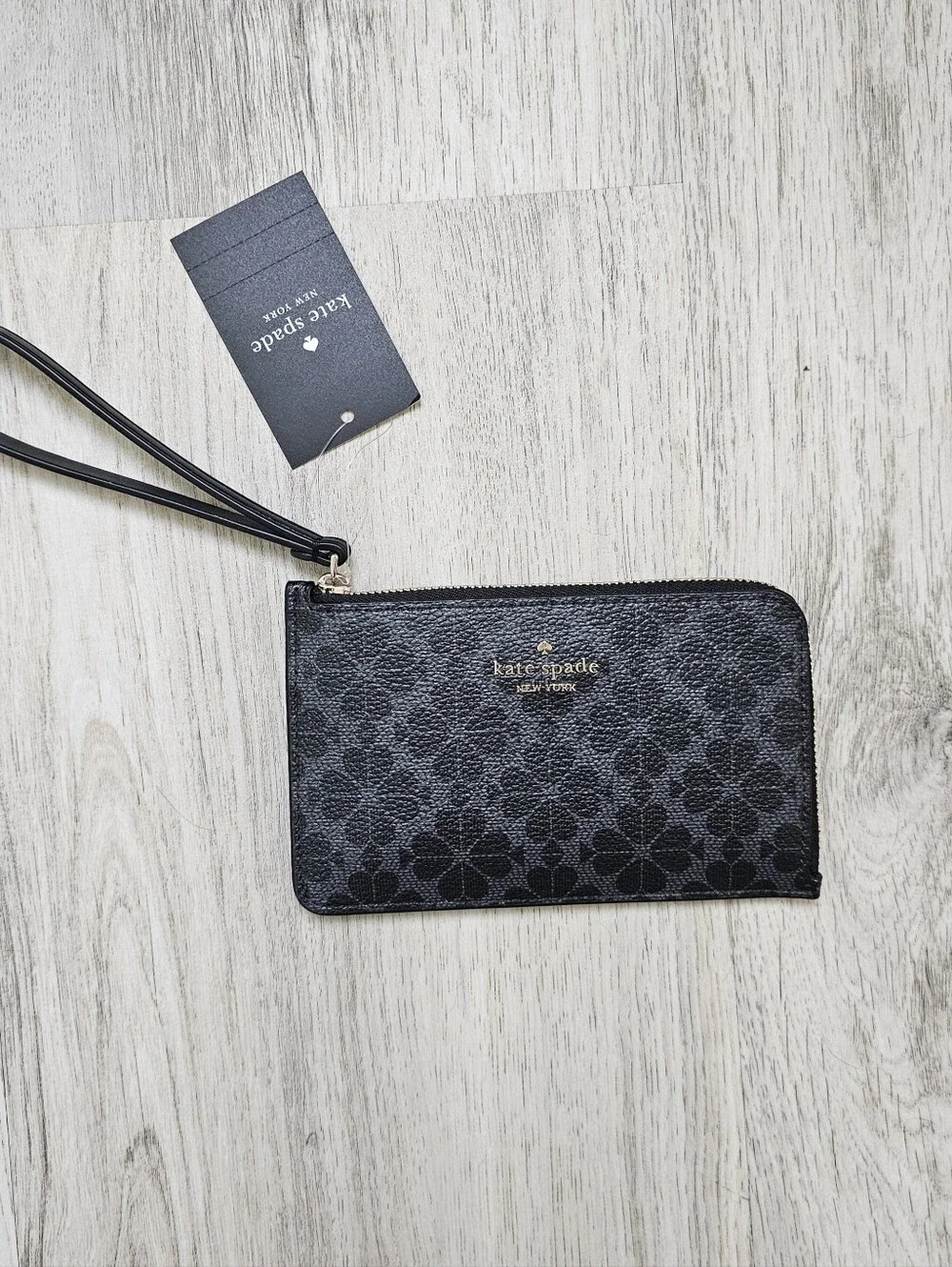 New Kate Spade Wristlet L Zip Leather Flora Wristlet